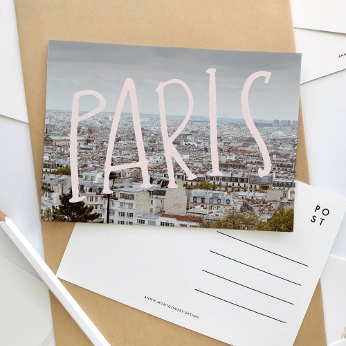 The View of Paris Hand Lettered Postcard