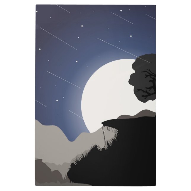 the view of the stars and the moon metal print (Front)