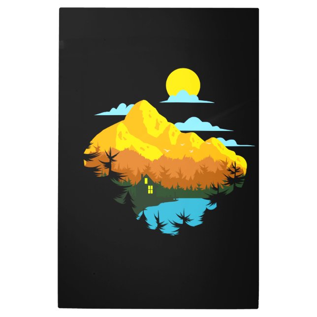 the view of the village and mountains metal print (Front)