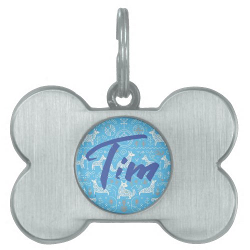 The Viking Age Blue Dogs pattern  Pet ID Tag