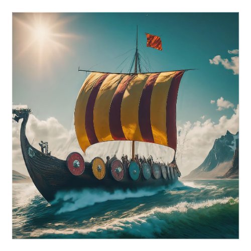 The Viking Longship Cuts Through the Waves Photo Print