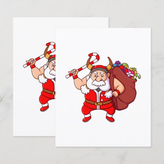 the viking santa claus is holding the candy cane a (Front/Back)