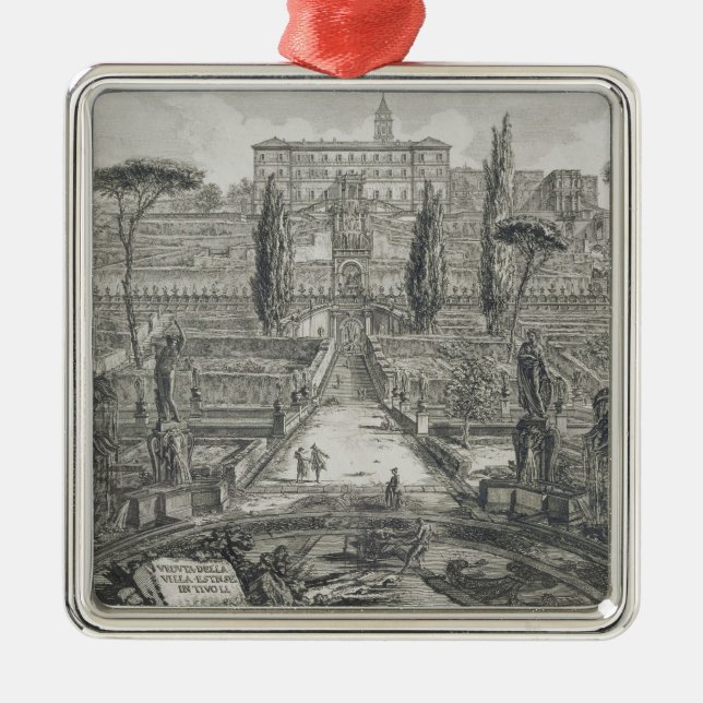 The Villa d'Este at Tivoli (engraving) Metal Ornament (Front)