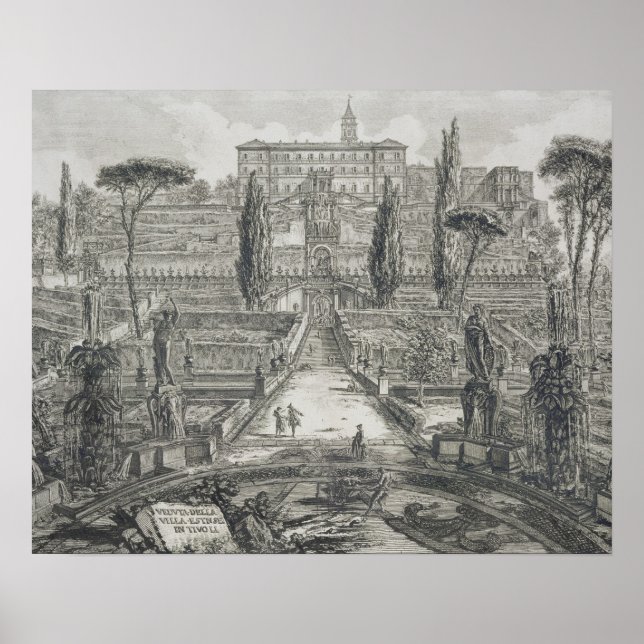 The Villa d'Este at Tivoli (engraving) Poster (Front)