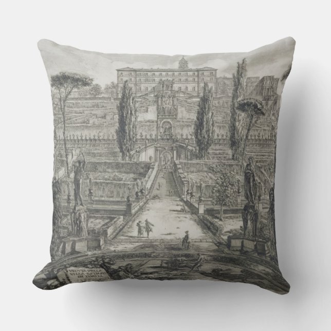 The Villa d'Este at Tivoli (engraving) Throw Pillow (Front)