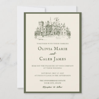 The Villa: Olive and Ivory Wedding Invitation