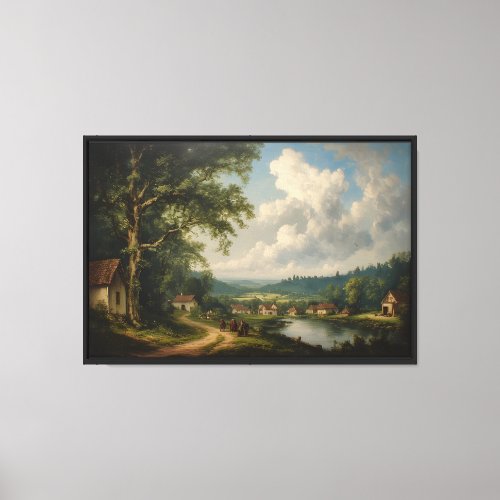 The Village Oak — English Countryside with Figures Canvas Print