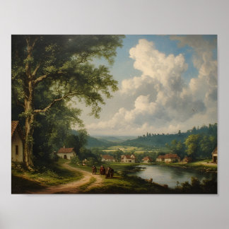 The Village Oak — English Countryside with Figures Poster