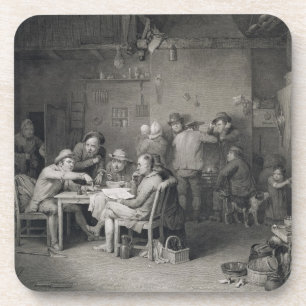 The Village Politicians, engraved by Abraham Raimb Beverage Coaster