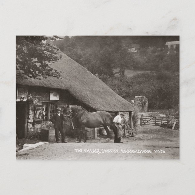 The village smithy sepia postcard (Front)