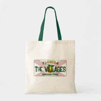 The Villages Florida flag license plate tote bag