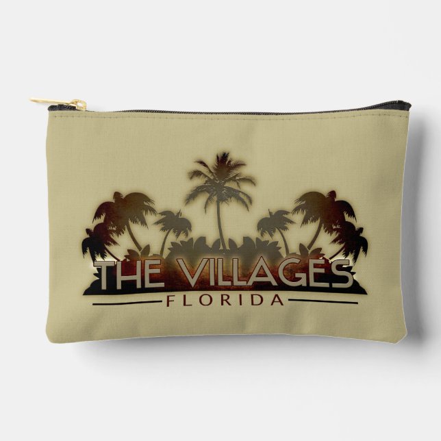 The Villages Florida palm zip pouch (Front)