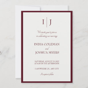 The Vineyard: Burgundy & White Wedding Invitation
