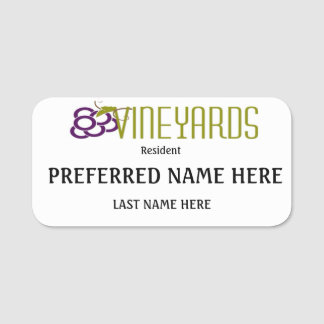 The Vineyards social Name tags