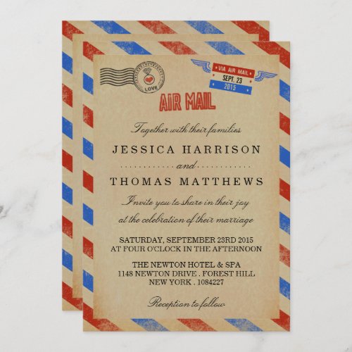 The Vintage Airmail Wedding Collection Invitation