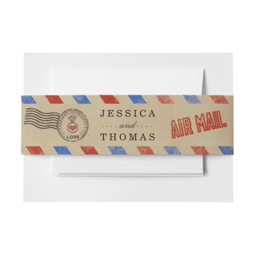 The Vintage Airmail Wedding Collection Invitation Belly Band