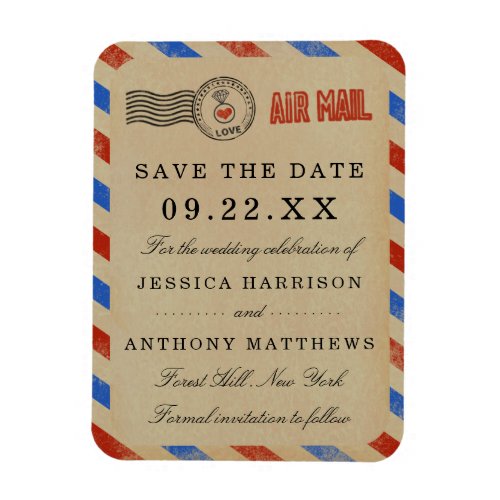 The Vintage Airmail Wedding Collection Magnet