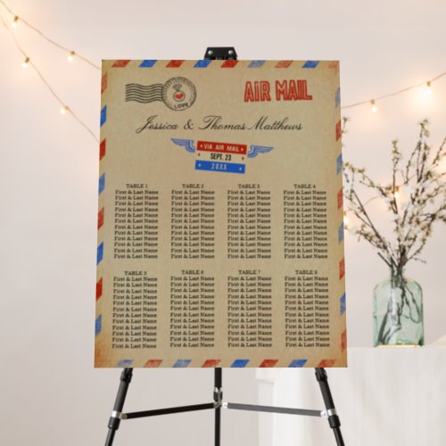 The Vintage Airmail Wedding Collection Seating Foam Board