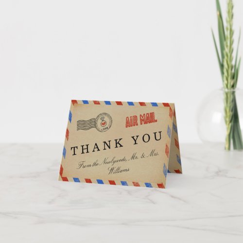 The Vintage Airmail Wedding Collection Thank You Card