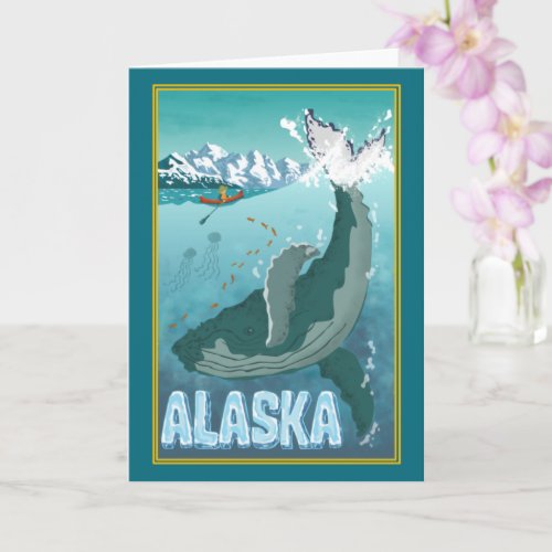 The Vintage Alaskan Travel Whale Greeting cards