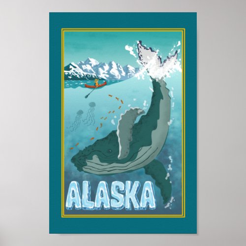 The Vintage Alaskan Travel Whale Poster