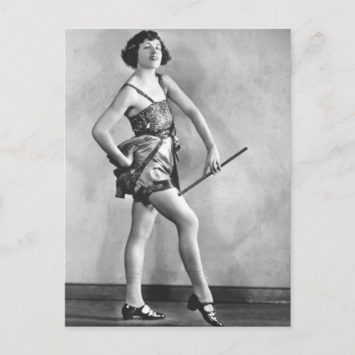 The Vintage Baton Twirler Vaudeville Dancer Postcard