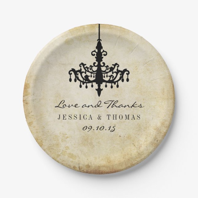 The Vintage Chandelier Wedding Collection Paper Plates (Front)