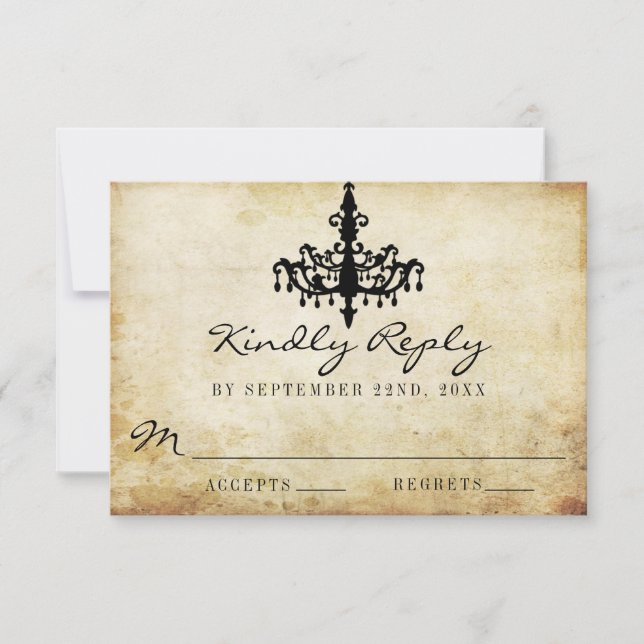 The Vintage Chandelier Wedding Collection RSVP Card (Front)