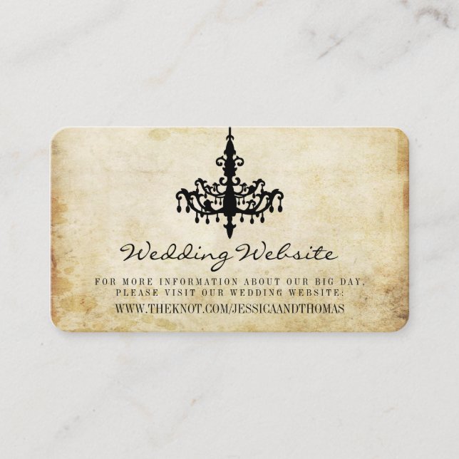 The Vintage Chandelier Wedding Collection Website Enclosure Card (Front)