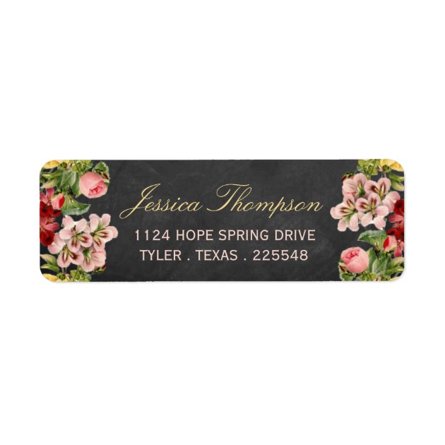 The Vintage Floral Chalkboard Wedding Collection Label