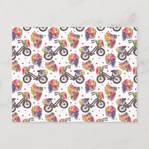The Vintage Flowers Bike Pattern Postcard