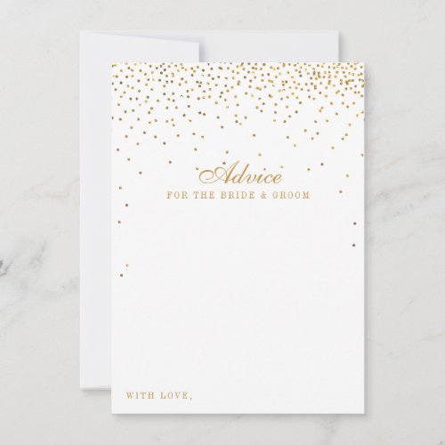 The Vintage Glam Gold Confetti Wedding Collection Advice Card