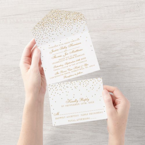 The Vintage Glam Gold Confetti Wedding Collection All In One Invitation