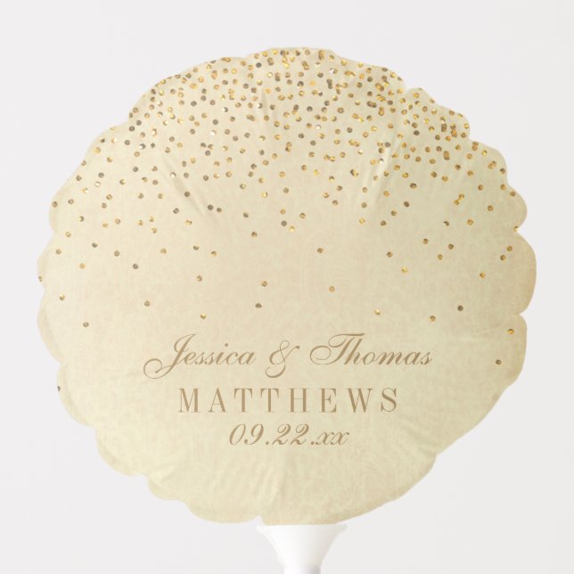 The Vintage Glam Gold Confetti Wedding Collection Balloon (Front)