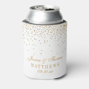 The Vintage Glam Gold Confetti Wedding Collection Can Cooler