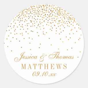 The Vintage Glam Gold Confetti Wedding Collection Classic Round Sticker