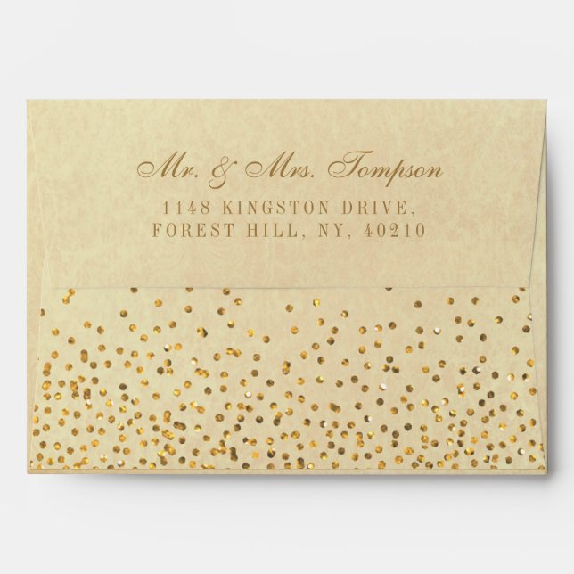 The Vintage Glam Gold Confetti Wedding Collection Envelope (Back (Top Flap))