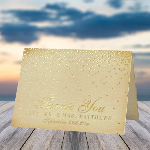 The Vintage Glam Gold Confetti Wedding Collection Foil Greeting Card