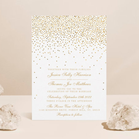 The Vintage Glam Gold Confetti Wedding Collection Invitation