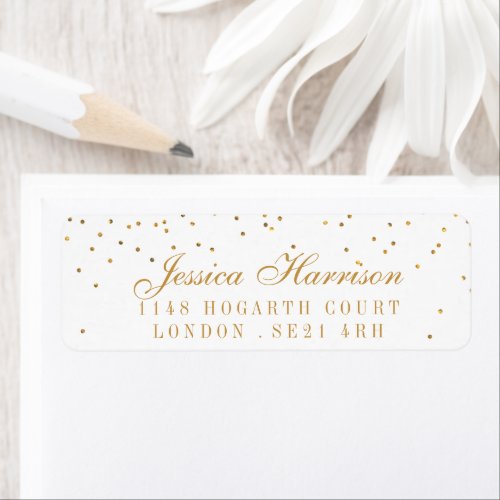 The Vintage Glam Gold Confetti Wedding Collection Label