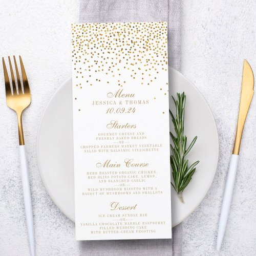 The Vintage Glam Gold Confetti Wedding Collection Menu