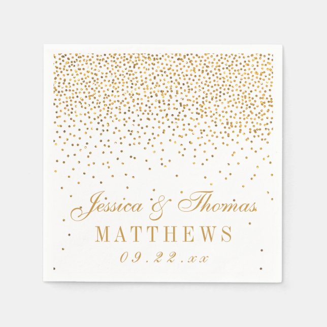 The Vintage Glam Gold Confetti Wedding Collection Paper Napkins (Front)