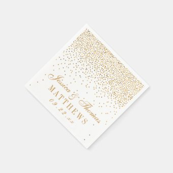 The Vintage Glam Gold Confetti Wedding Collection Paper Napkins | Zazzle
