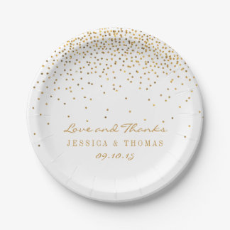 Paper Plates Zazzle The Vintage Glam Gold Confetti Wedding Collection Paper Plate