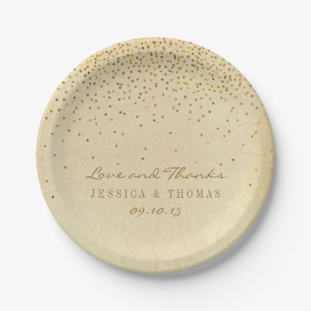 The Vintage Glam Gold Confetti Wedding Collection Paper Plates