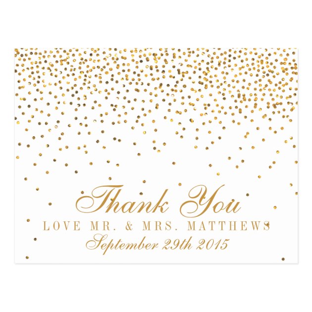 The Vintage Glam Gold Confetti Wedding Collection Postcard