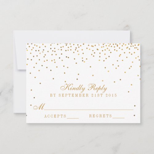 The Vintage Glam Gold Confetti Wedding Collection RSVP Card