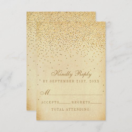 The Vintage Glam Gold Confetti Wedding Collection RSVP Card