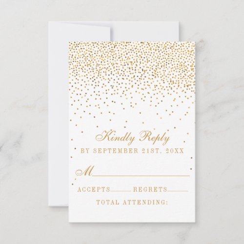 The Vintage Glam Gold Confetti Wedding Collection RSVP Card