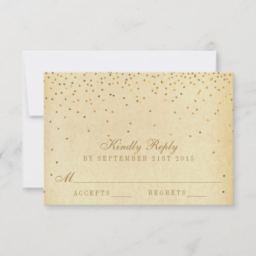 The Vintage Glam Gold Confetti Wedding Collection RSVP Card